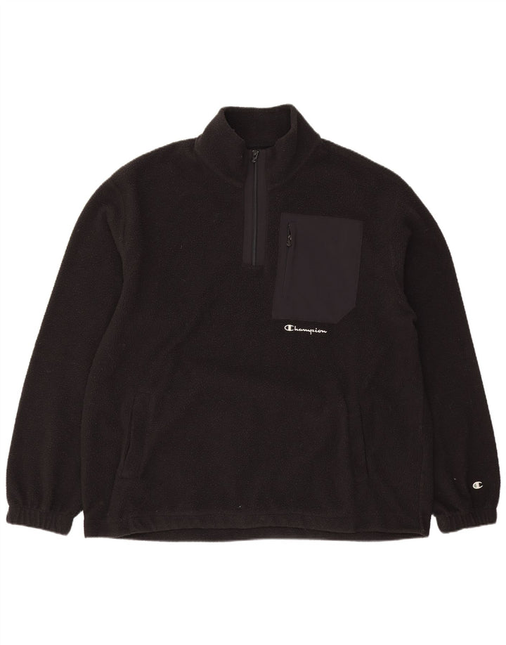 Champion Pull polaire à col zippé pour homme Large Noir Polyester