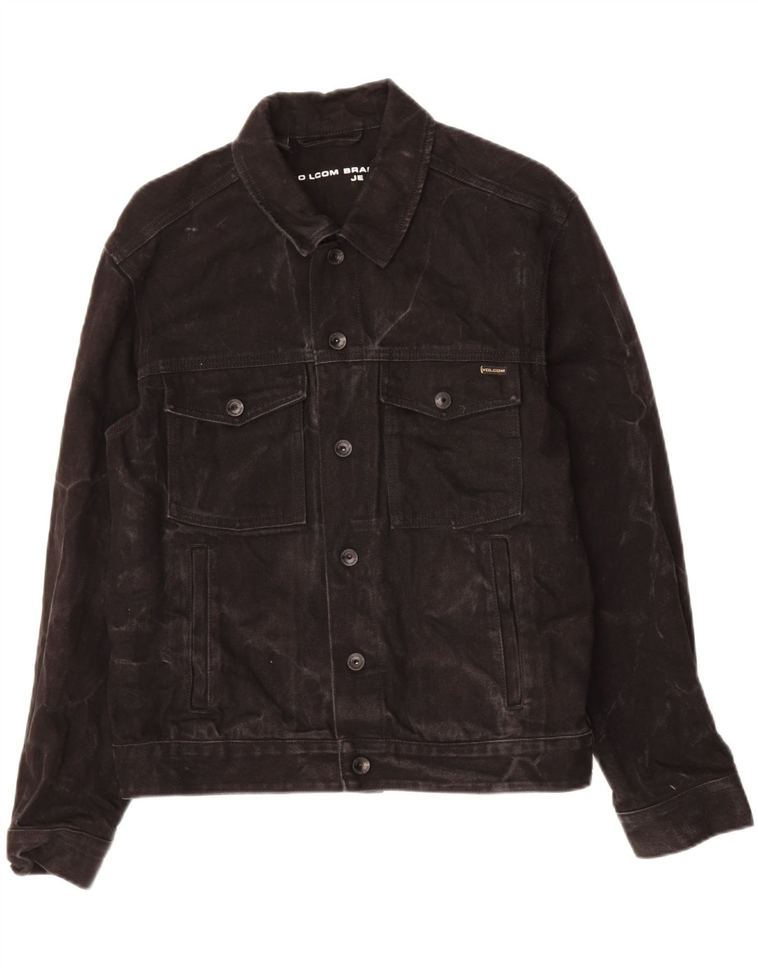 VOLCOM Womens Denim Jacket UK 14 Medium Black Tie Dye Cotton Vintage Volcom and Second-Hand Volcom from Messina Hembry 