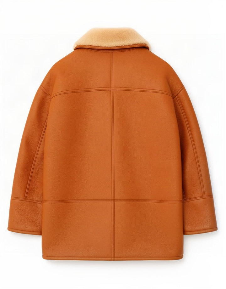 veste en peau de mouton vintage pour hommes IT 48 Colorblock brun moyen