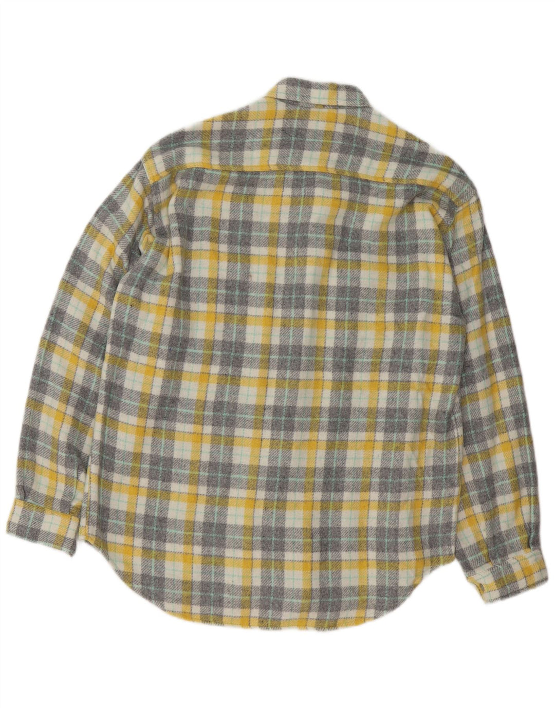 chemise en flanelle vintage pour hommes à carreaux jaunes moyens