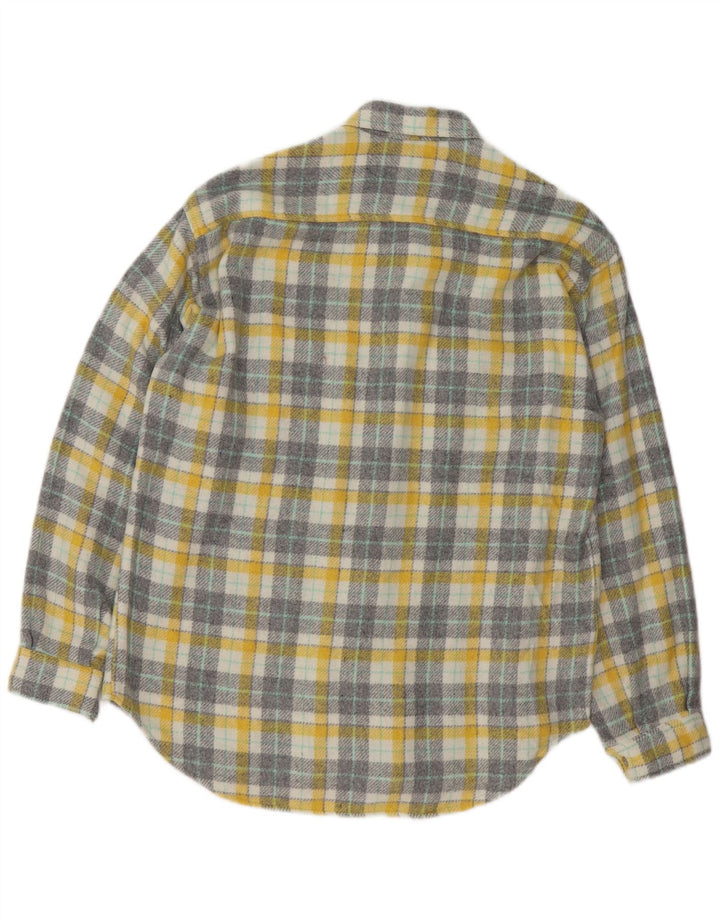 chemise en flanelle vintage pour hommes à carreaux jaunes moyens