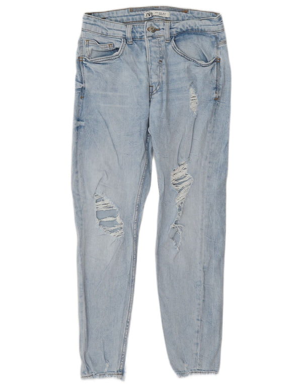 Zara Jean slim vieilli pour homme EU 38 Small W30 L27 Bleu