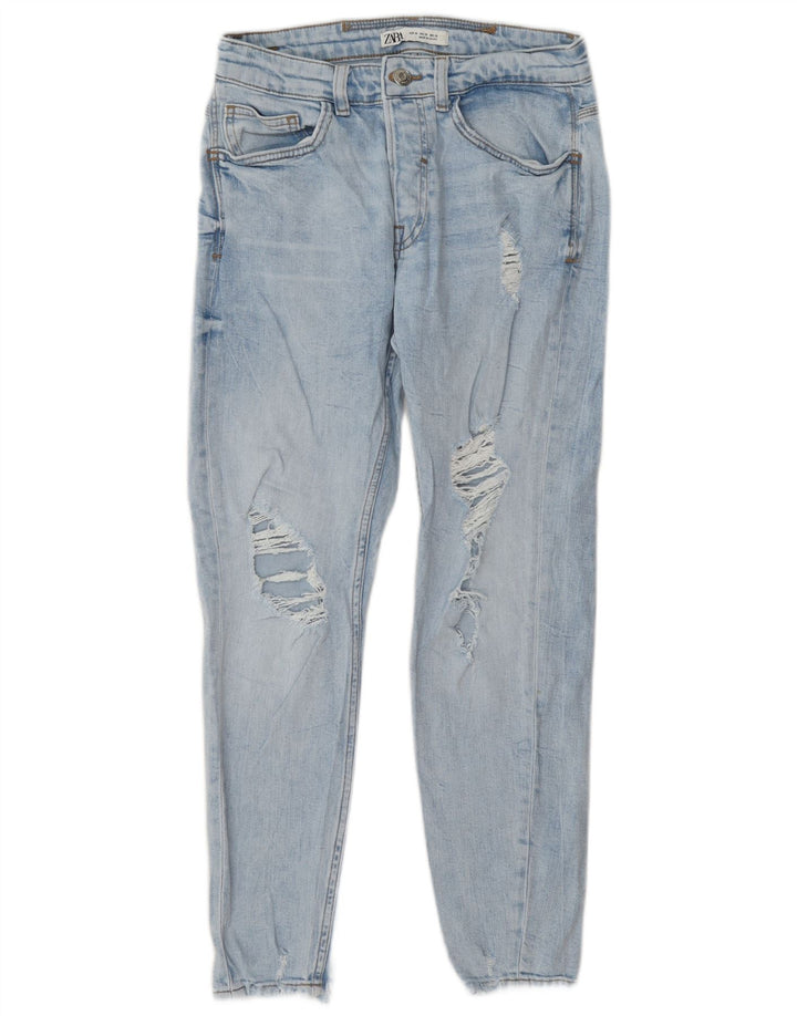 Zara Jean slim vieilli pour homme EU 38 Small W30 L27 Bleu