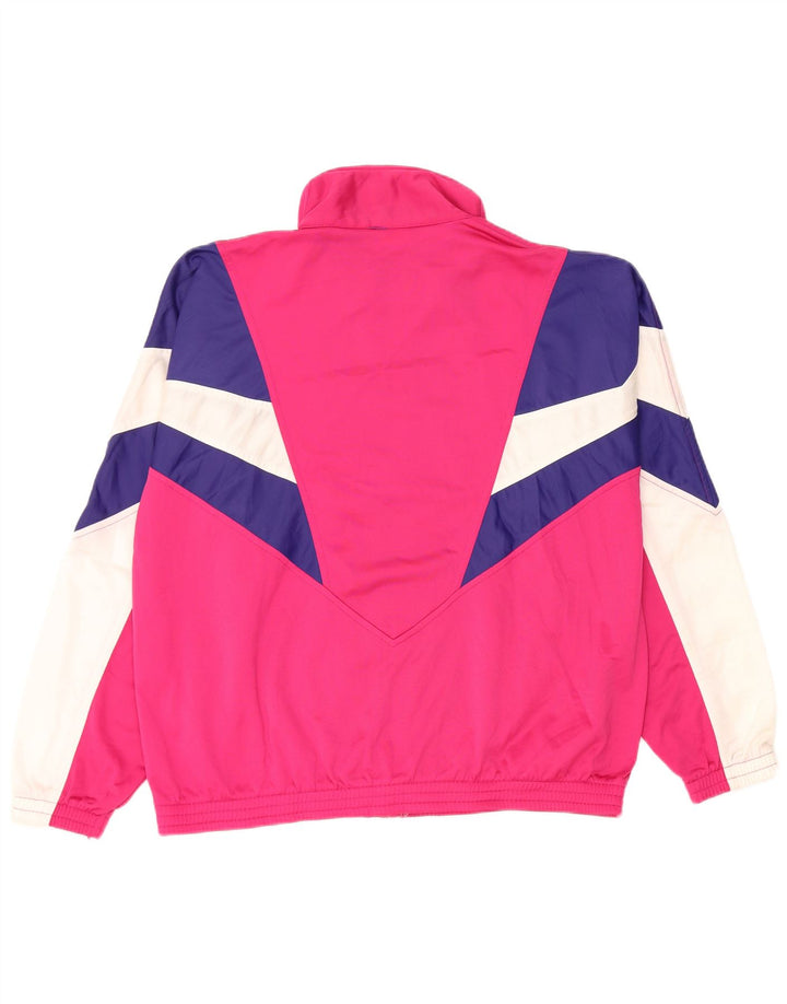 Ellesse Veste de survêtement pour femme UK 14 Rose moyen Colourblock Retro