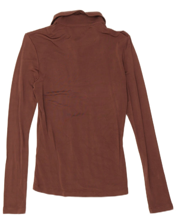Hugo Boss Polo à manches longues pour femme UK 10 Small Marron Viscose