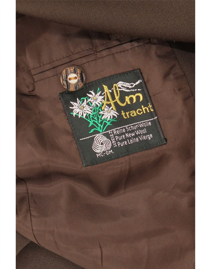 vintage Homme 3 Bouton Blazer Veste UK 38 Laine Brun Moyen