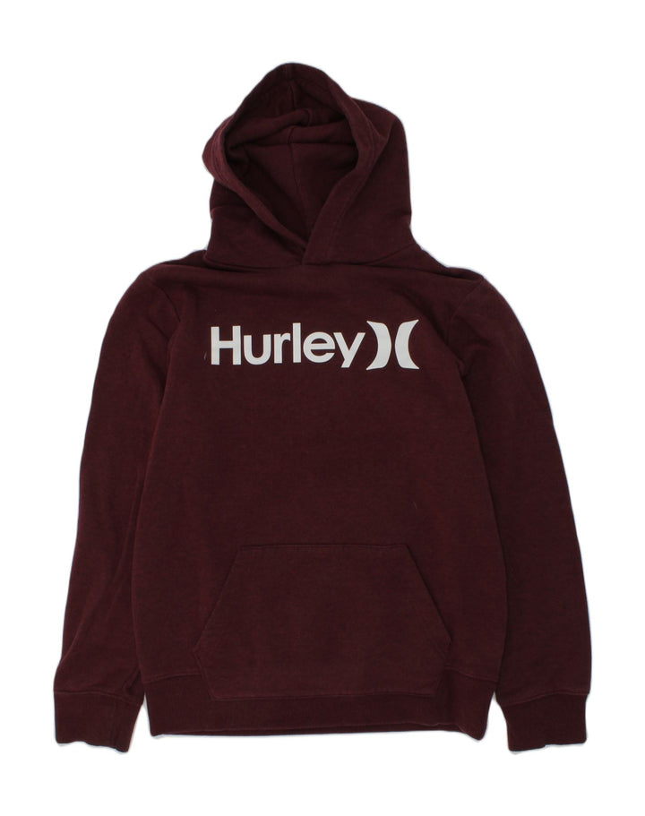 HURLEY Girls Graphic Hoodie Jumper 14-15 Years Burgundy Cotton | Vintage Hurley | Thrift | Second-Hand Hurley | Used Clothing | Messina Hembry 