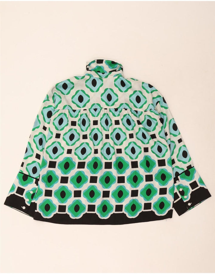 Zara Chemisier surdimensionné pour femme UK 6 XS Vert géométrique Polyester