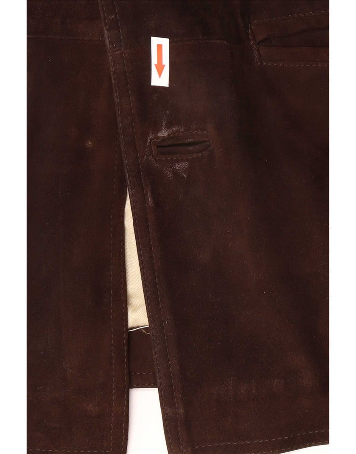 David Moore Manteau coupe-vent en daim pour homme IT 50 Grand cuir marron