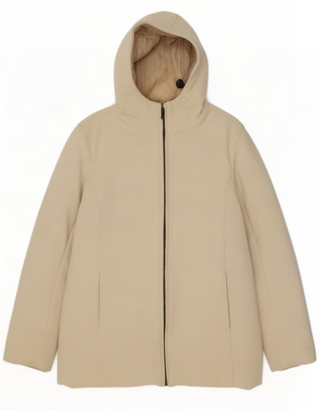 Henri Lloyd Manteau à capuche pour femme UK 14 Laine beige moyen