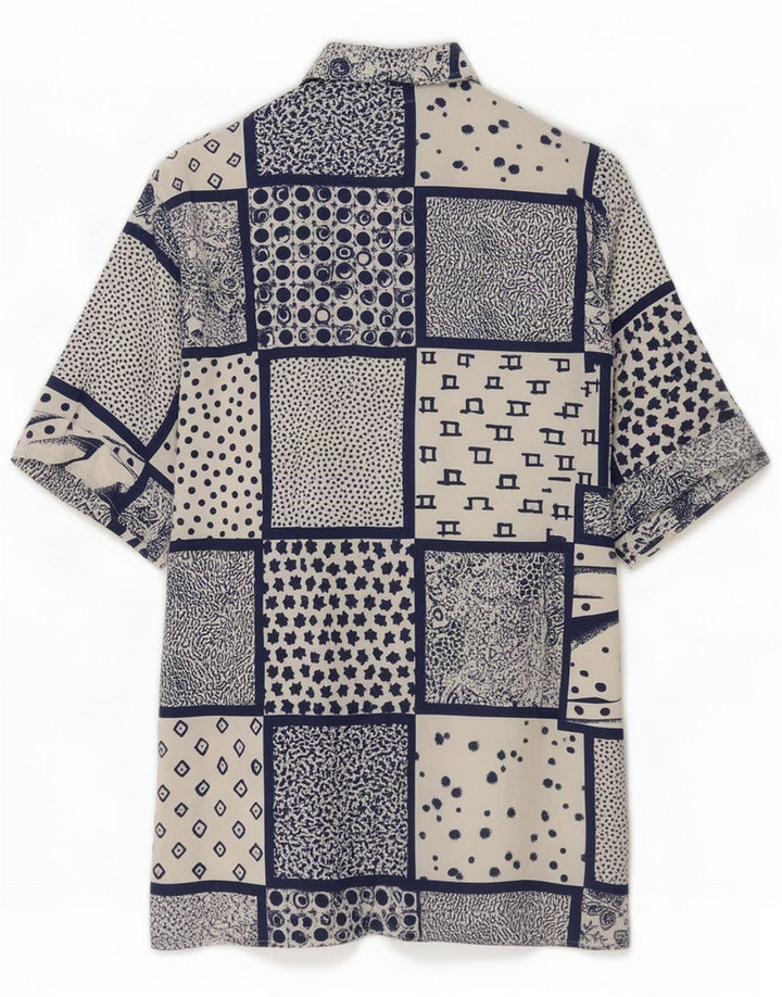 Chemise vintage à manches courtes pour homme Patchwork bleu moyen