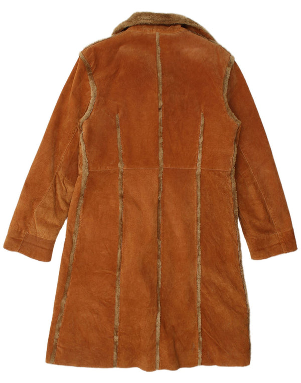 manteau en peau de mouton femme vintage UK 18 XL Cuir Marron