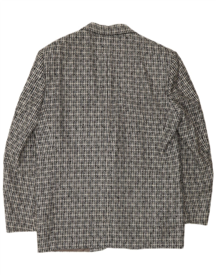VINTAGE Veste blazer à 2 boutons pour homme IT 50 Grand gris à carreaux en polyester