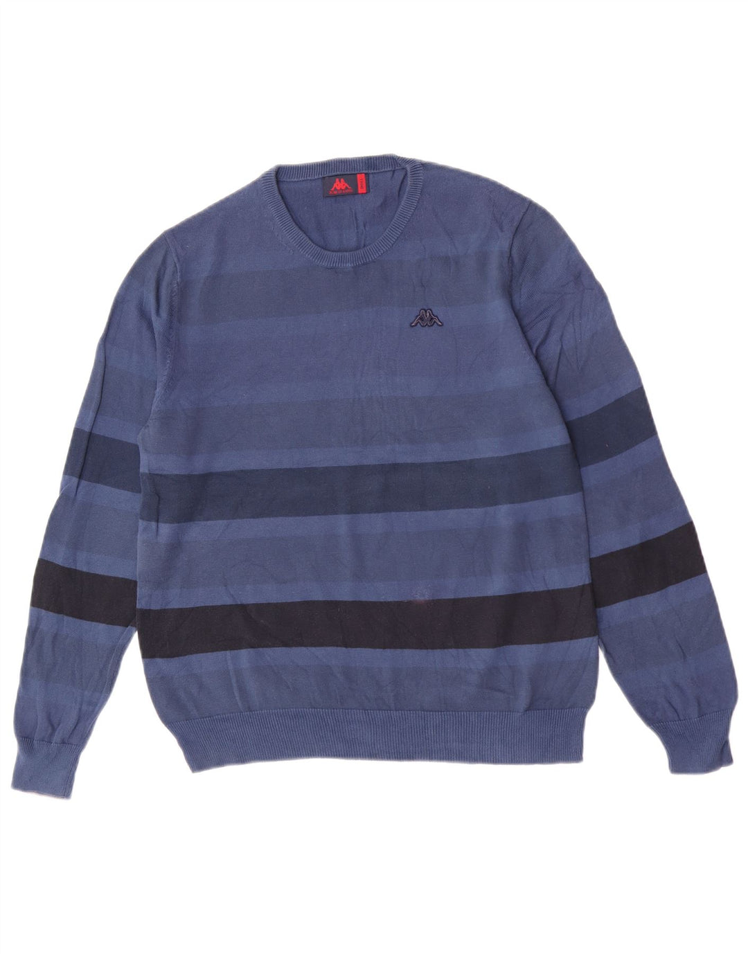 Kappa Pull à col rond pour homme en coton rayé bleu petit