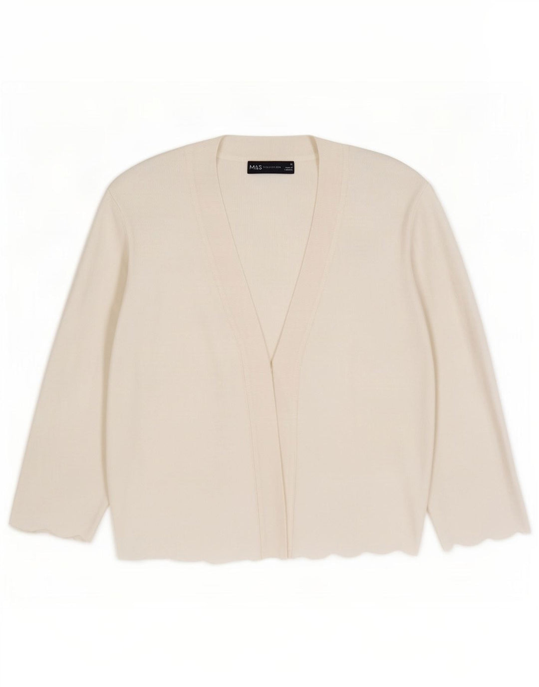 Marks & Spencer Pull Cardigan Ouvert pour Femme UK 12 Viscose Blanche Moyenne