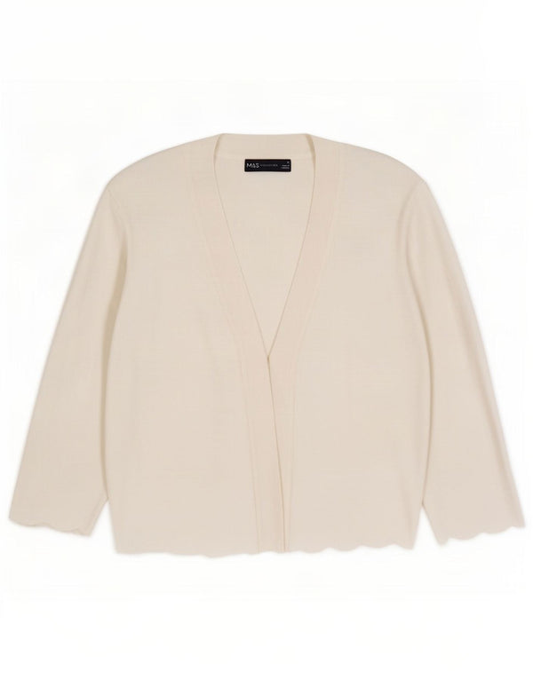 Marks & Spencer Pull Cardigan Ouvert pour Femme UK 12 Viscose Blanche Moyenne