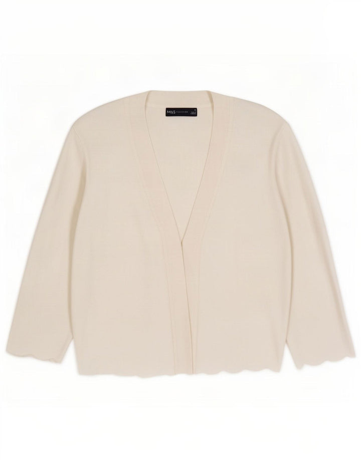 Marks & Spencer Pull Cardigan Ouvert pour Femme UK 12 Viscose Blanche Moyenne