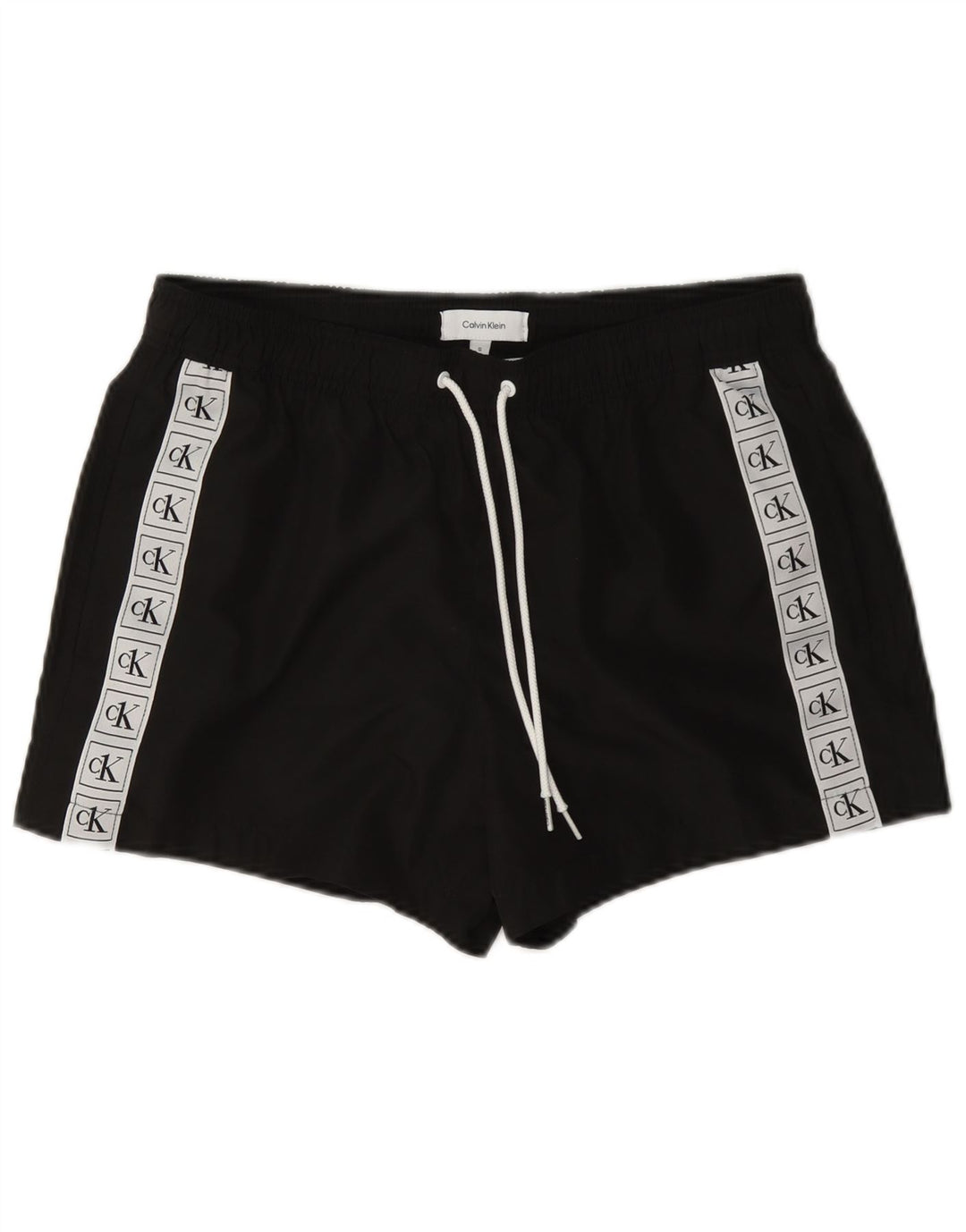 Calvin Klein Short de bain graphique pour homme Petit polyester color block noir