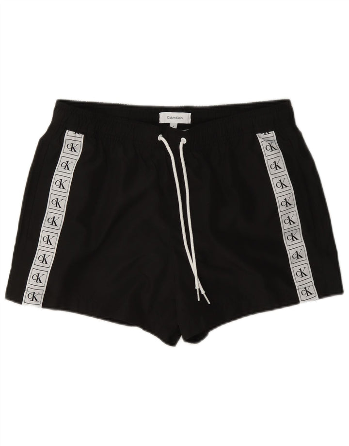 Calvin Klein Short de bain graphique pour homme Petit polyester color block noir