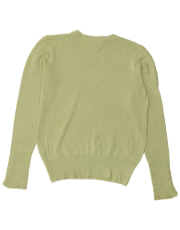 Zara Pull court à col rond pour femme UK 12 Viscose vert moyen