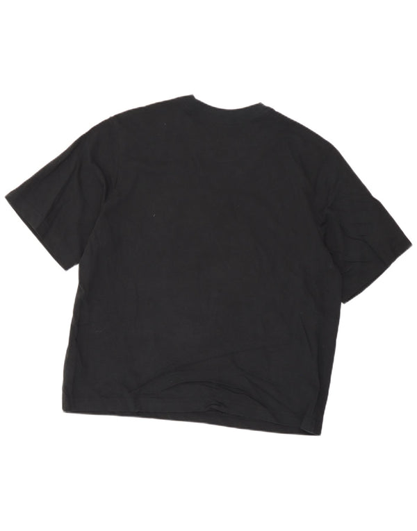 Nike Womens Crop Loose Fit Graphic T-Shirt Top UK 10 Petit Noir Coton