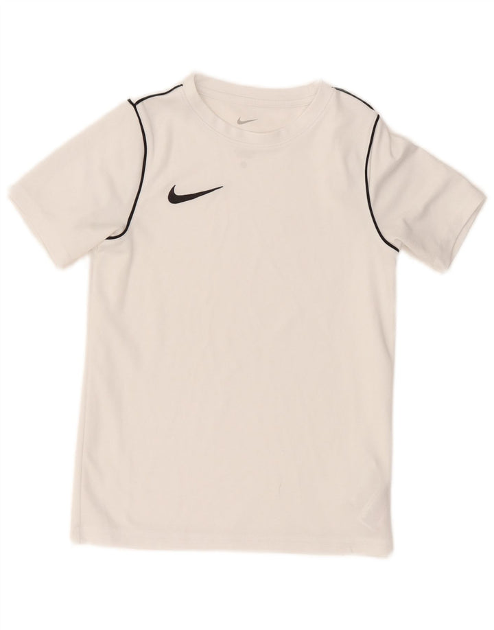 NIKE Garçons Dri Fit T-Shirt Top 8-9 ans Petit Blanc Polyester