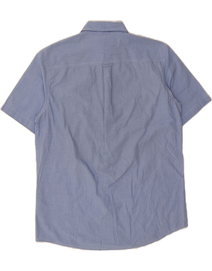 CHAPS Mens Easy Care Short Sleeve Shirt Medium Blue Check Cotton Vintage Chaps and Second-Hand Chaps from Messina Hembry 