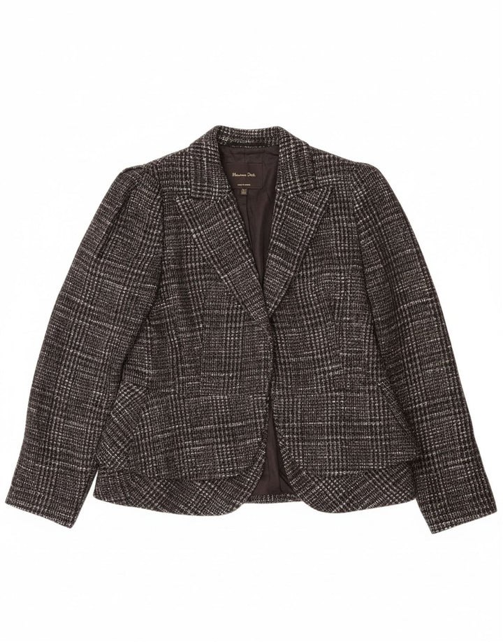 MASSIMO DUTTI Veste Blazer Femme EU 42 Grand Gris à Carreaux Coton