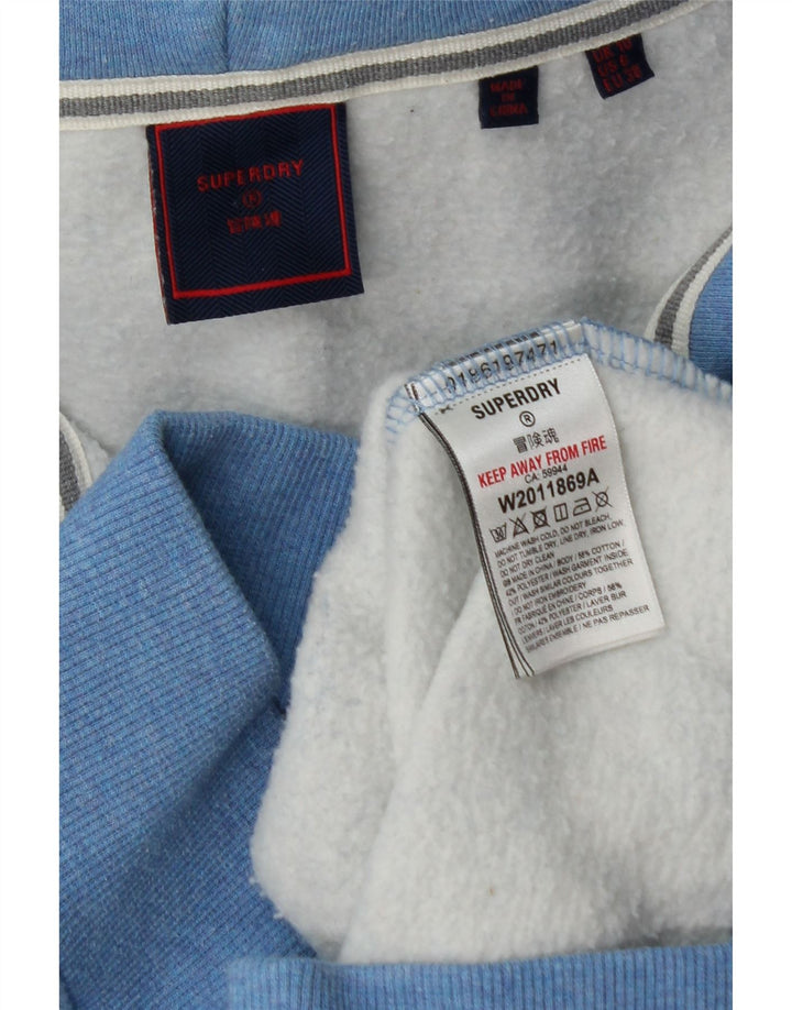 SUPERDRY Pull à capuche zippé pour femme UK 10 Petit Bleu Coton