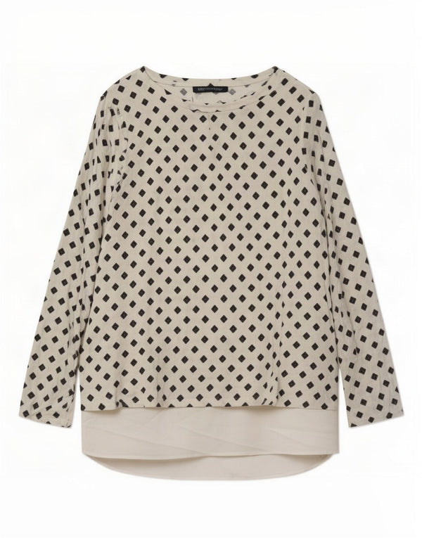 Marks & Spencer Womens Long Sleeve Tunic Top UK 16 Large White Geometric