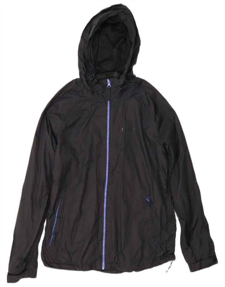 Mountain Warehouse Veste de pluie à capuche pour femme UK 12 Medium Noir Nylon
