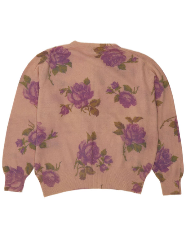 Etam Pull Col Zippé Femme UK 14 Laine Florale Rose Moyen