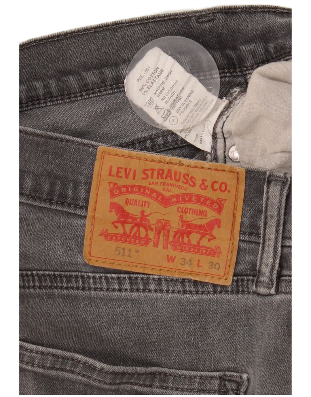 Levi's Jean Slim 511 Homme W34 L30 Gris Coton