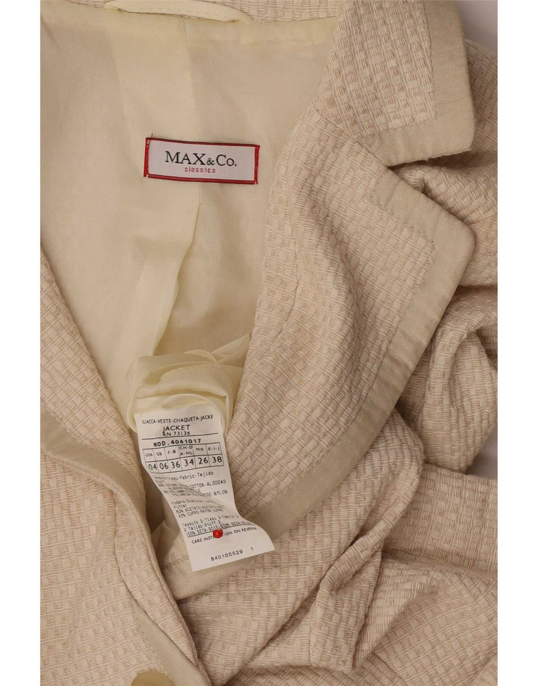 Max & Co. Veste Blazer 3 Boutons Femme UK 6 XS Coton Beige