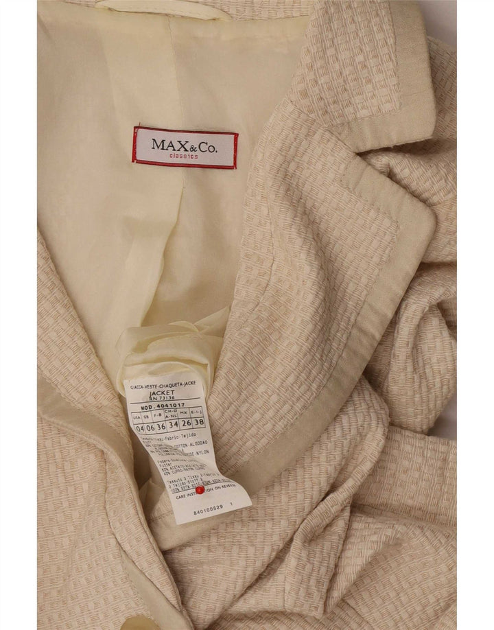 Max & Co. Veste Blazer 3 Boutons Femme UK 6 XS Coton Beige