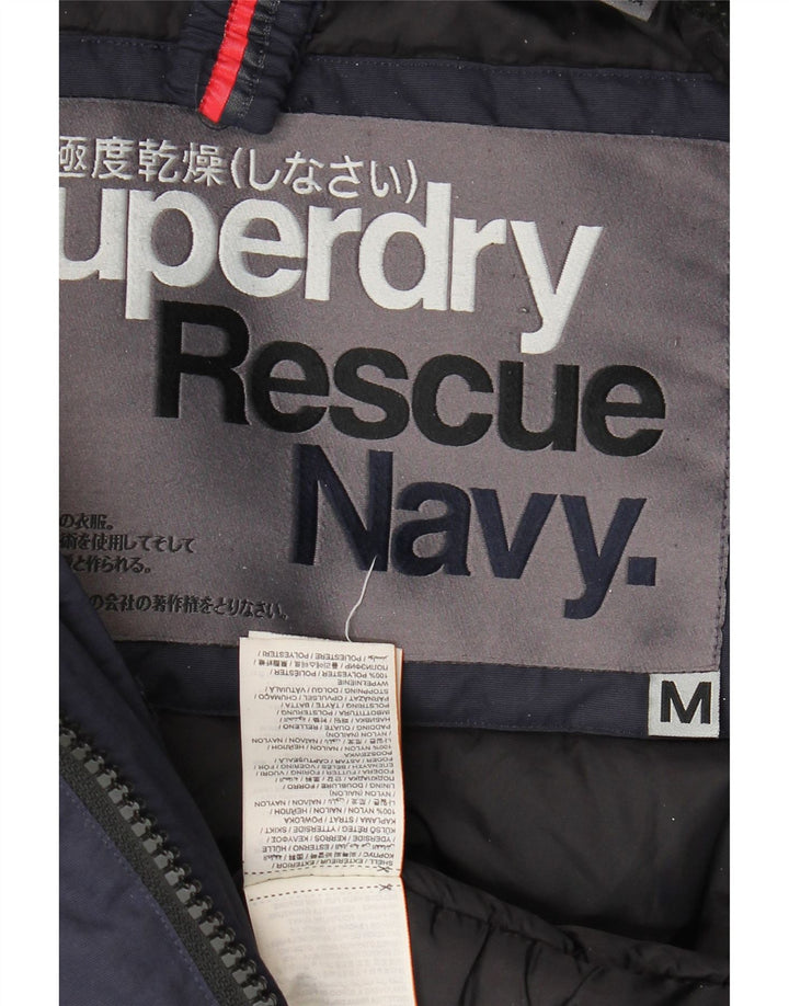 Superdry Manteau matelassé à capuche pour hommes UK 38 Nylon bleu marine moyen