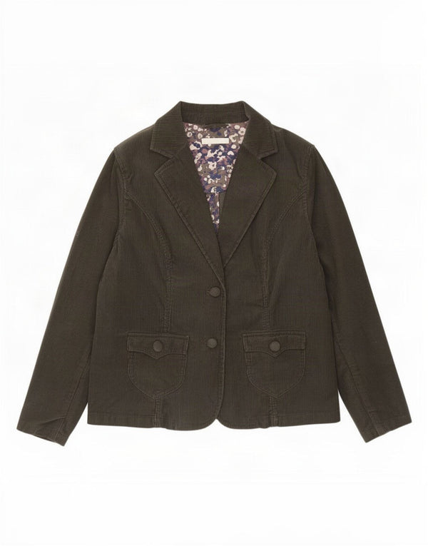 Marks & Spencer Veste blazer en velours côtelé à 2 boutons pour femme UK 16 Large Kaki