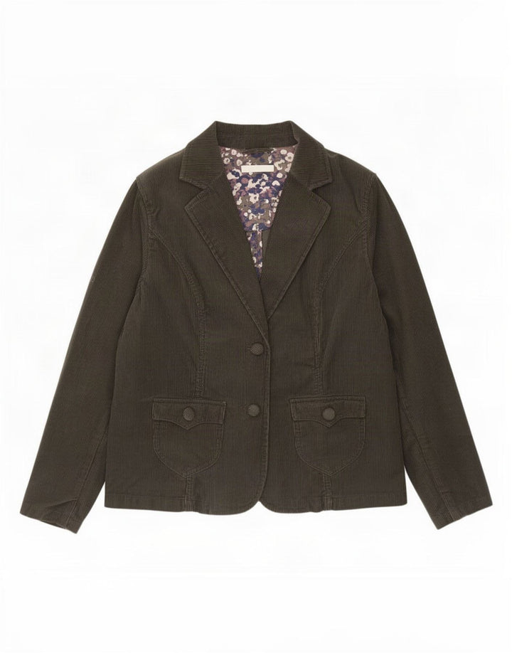Marks & Spencer Veste blazer en velours côtelé à 2 boutons pour femme UK 16 Large Kaki