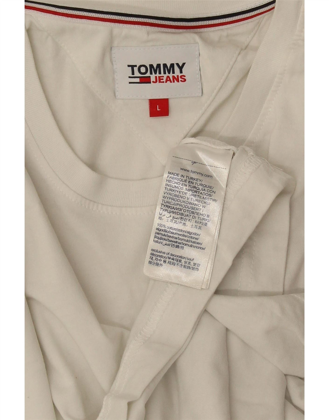 TOMMY HILFIGER T-Shirt Homme Haut Large Blanc Coton