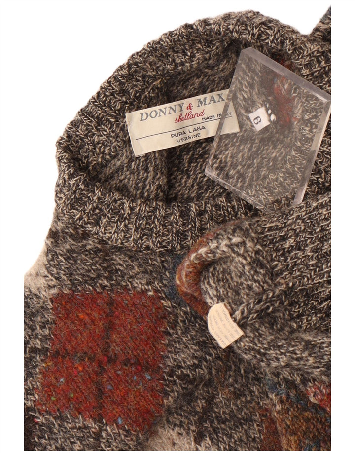 Donny & Max Pull col rond pour homme en laine gris à carreaux/losanges