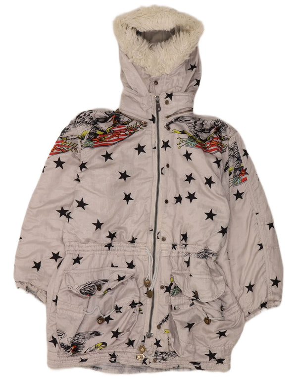 Lily Farouche Veste de ski surdimensionnée à capuche pour femme US 2 XS Gris géométrique