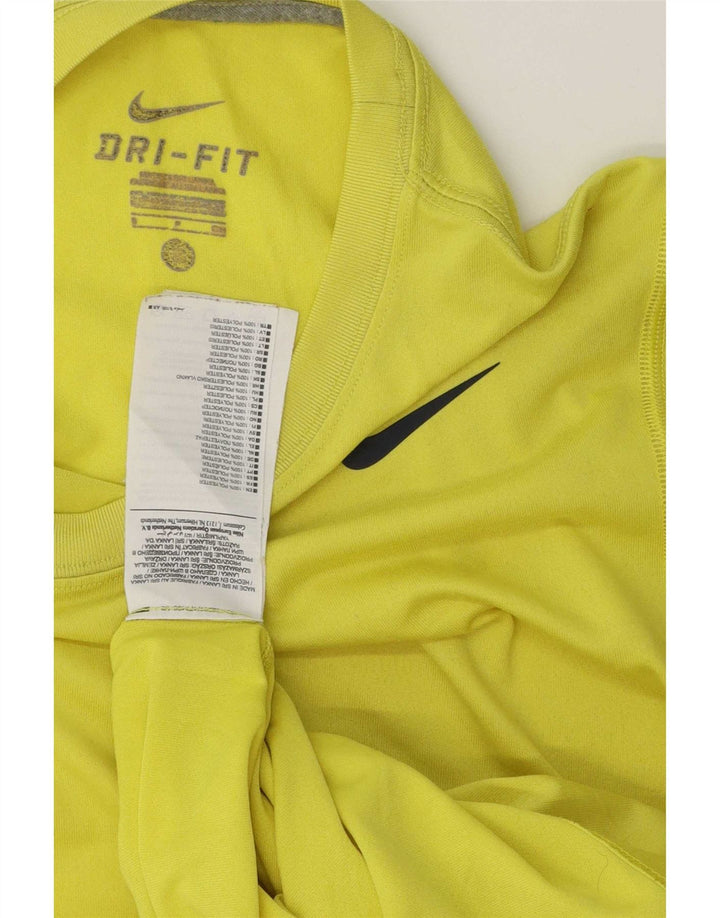 Nike Hommes Dri Fit T-Shirt Haut Petit Jaune Polyester