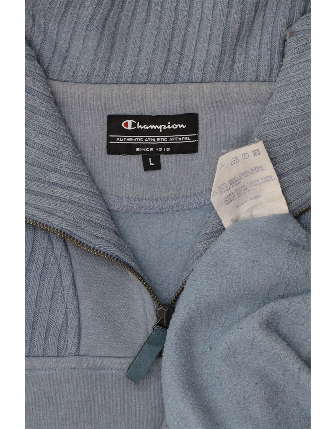 CHAMPION Sweat-shirt à col zippé pour hommes, grand coton bleu