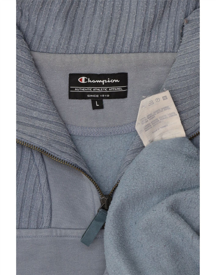 CHAMPION Sweat-shirt à col zippé pour hommes, grand coton bleu