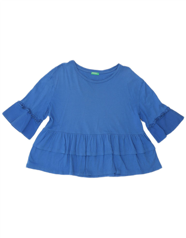 Benetton T-Shirt Court Femme UK 12 Bleu Moyen