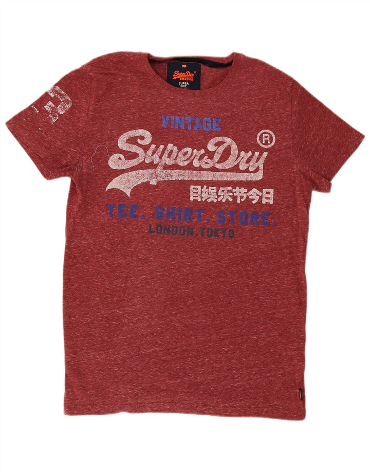 Superdry T-Shirt Graphique Homme Rouge Moyen Flecked Cotton