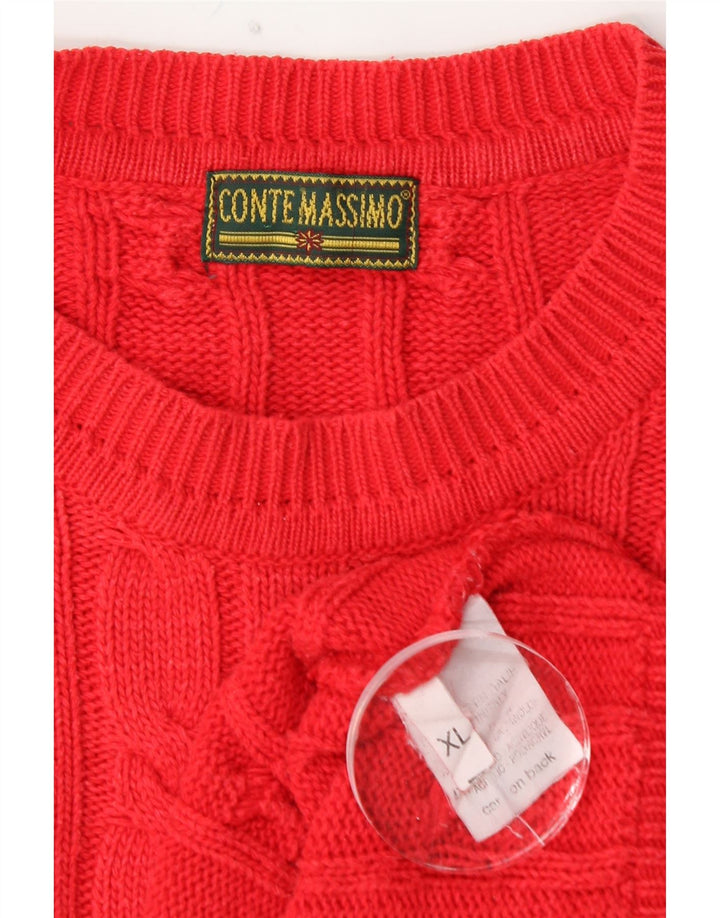 CONTE MASSIMO Pull col rond homme XL coton rouge