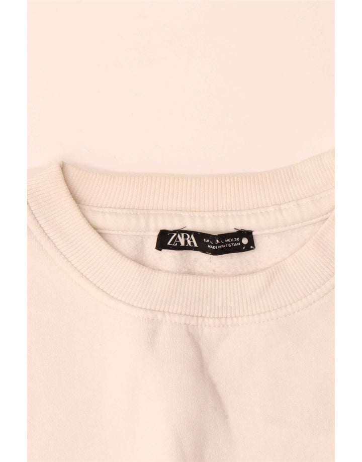Zara Homme Sweatshirt Jumper Large Cassé Coton
