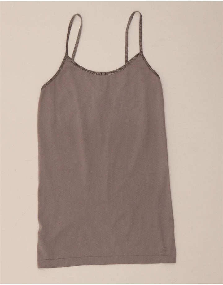 Benetton Femme Crop Cami Top UK 8 Small Gris Polyamide