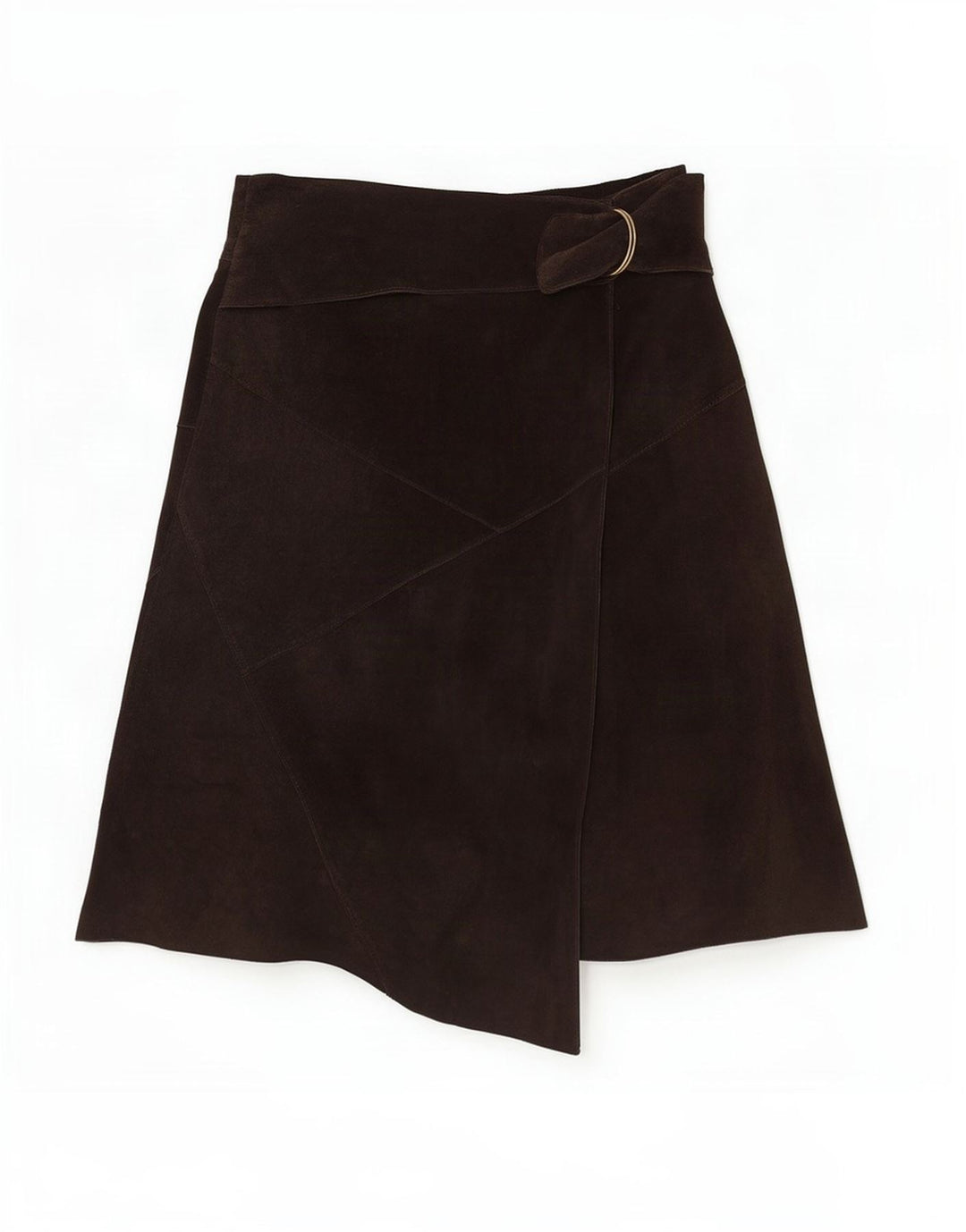 jupe portefeuille en cuir femme vintage EU 36 Petit W30 Marron